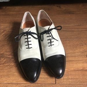 Robert Clergerie Black & Ivory Cap Toe Oxford